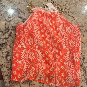 Lilly Pulitzer Orange and White Top with Gold Accents